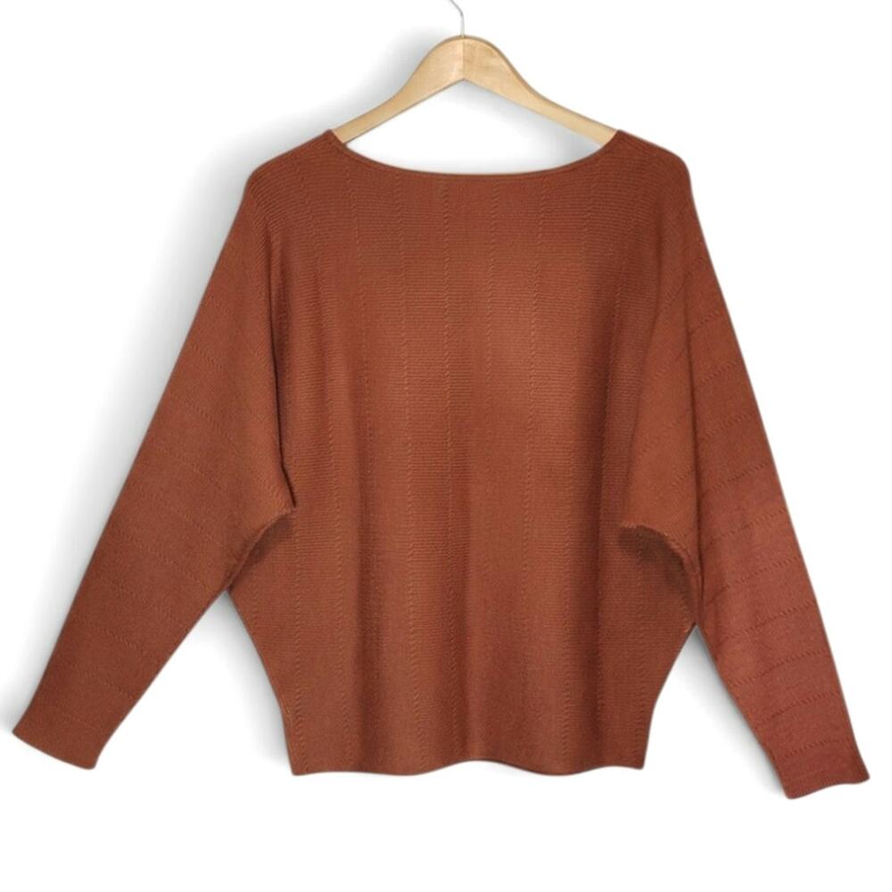 Cyrus NWT Dolman Sleeve Knit Pullover Sweater Rust Orange Scoopneck M Cozy - Picture 6 of 12